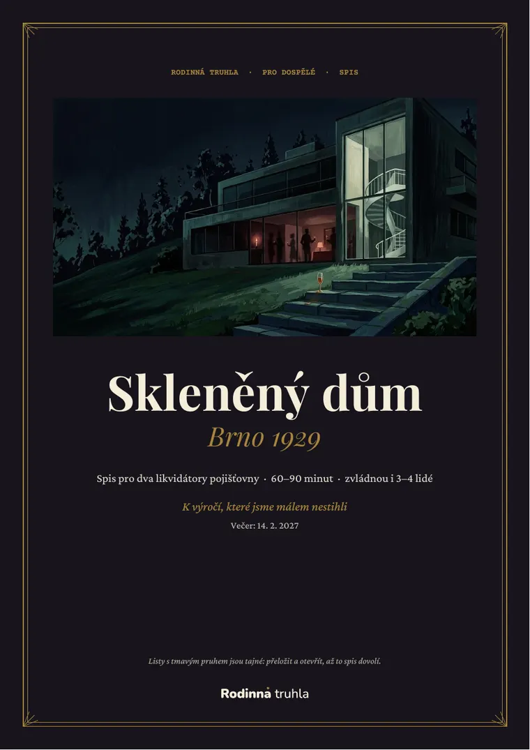 Titulní list spisu Skleněný dům, Brno 1929