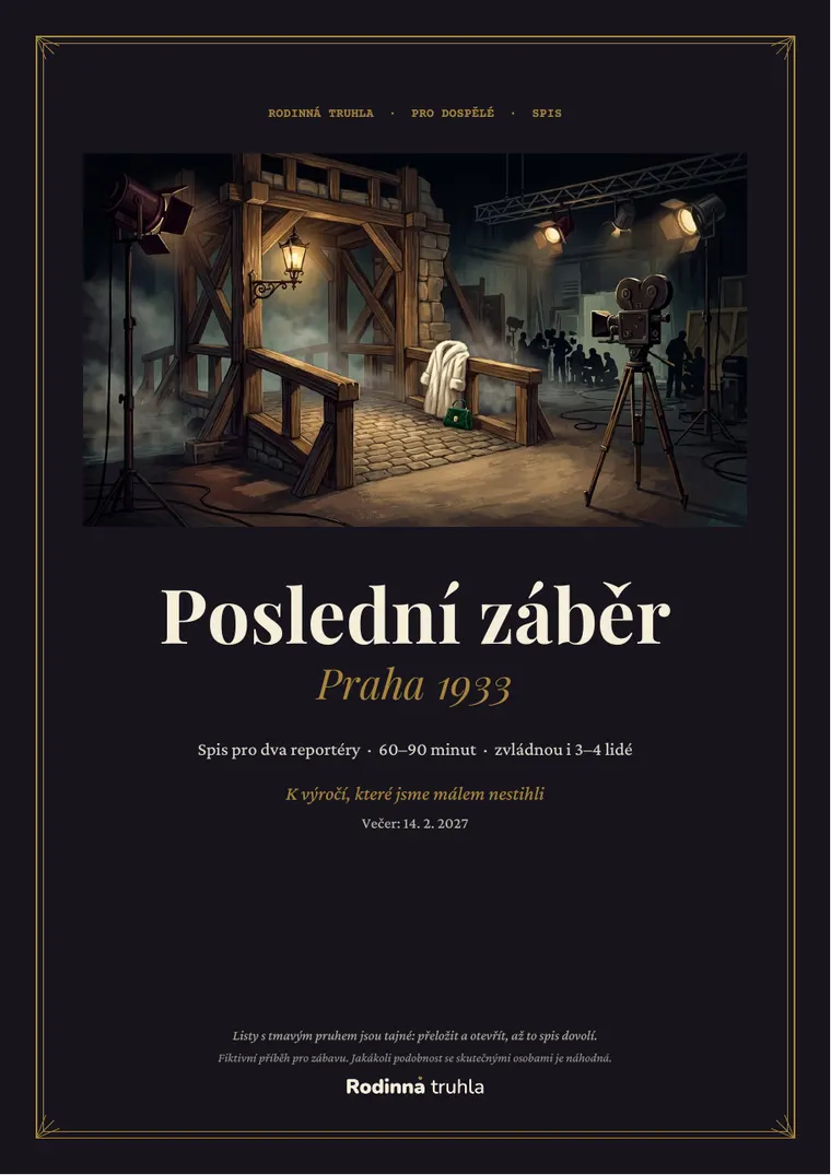 Titulní list spisu Poslední záběr, Praha 1933