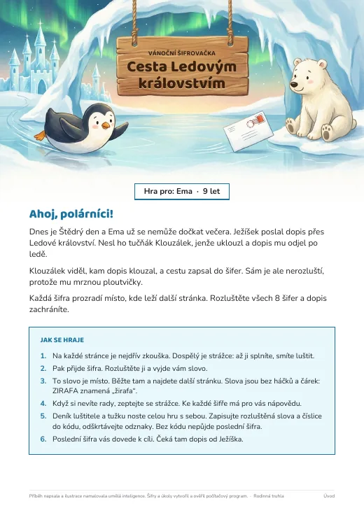 Titulní strana hry Cesta Ledovým královstvím