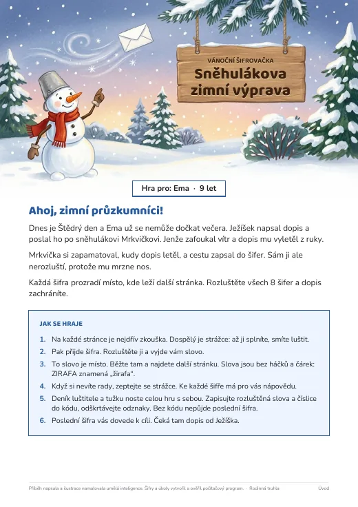 Titulní strana hry Sněhulákova zimní výprava