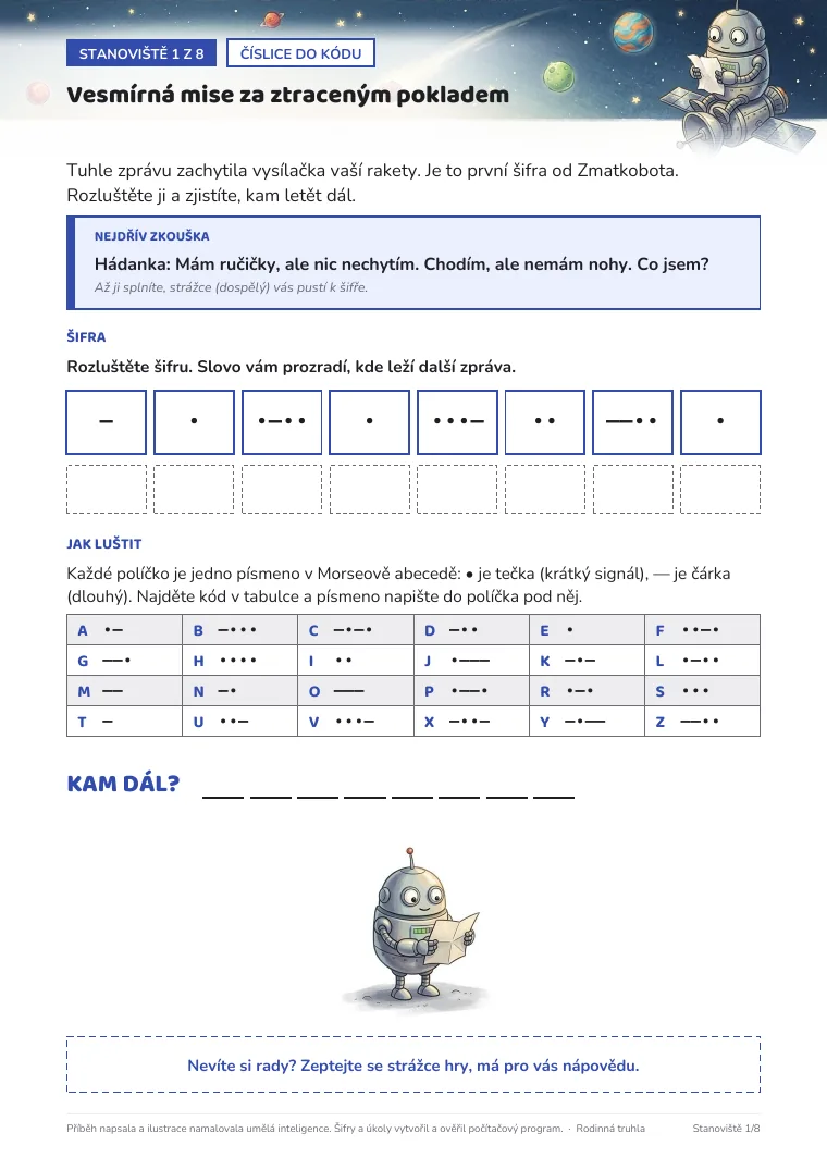 Stanoviště hry Vesmírná mise za ztraceným pokladem